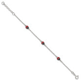 Sterling Silver Polished Red and Black Enameled Ladybugs 6 inch with 1 inch extension Childrens Bracelet